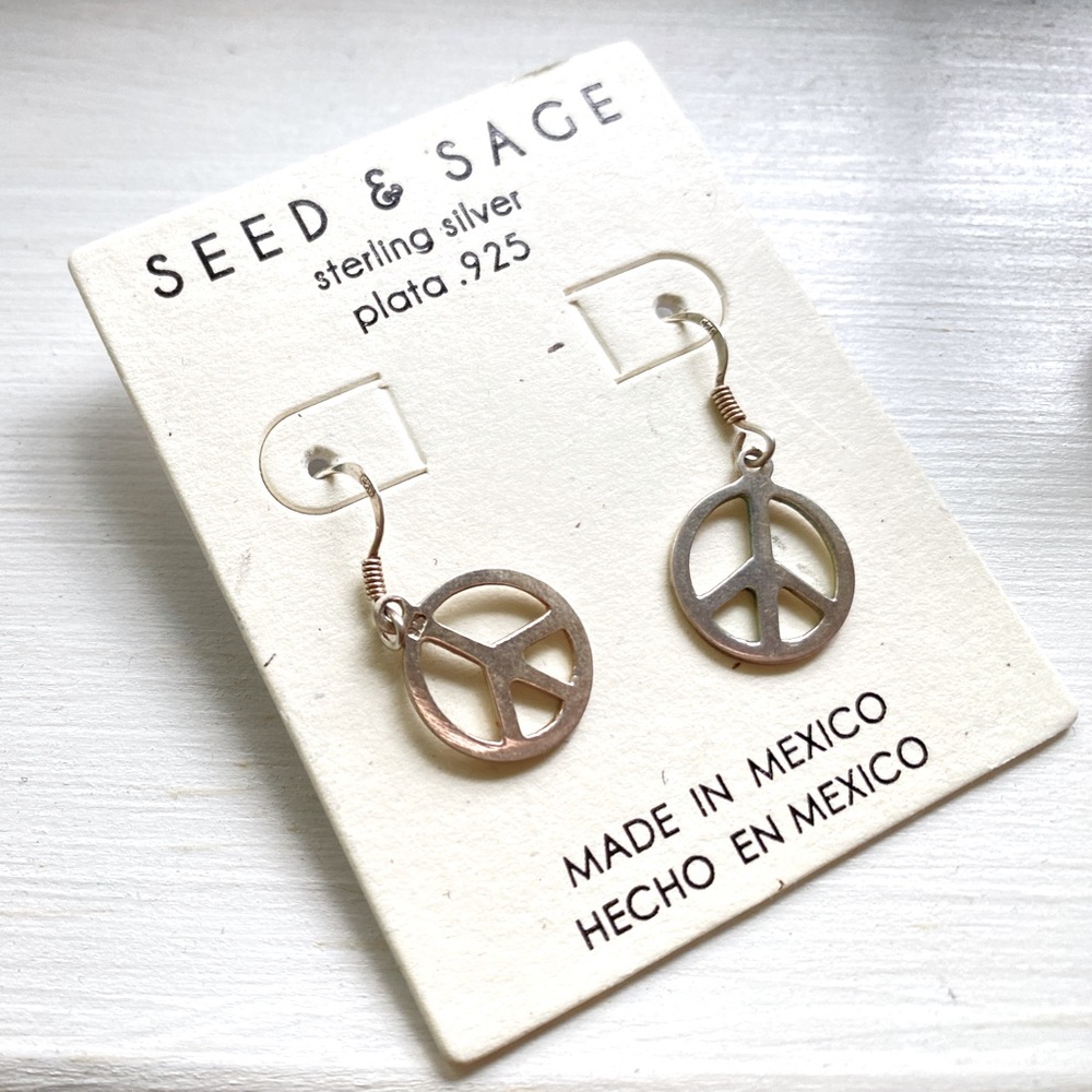 925 Sterling Silver Peace Earrings